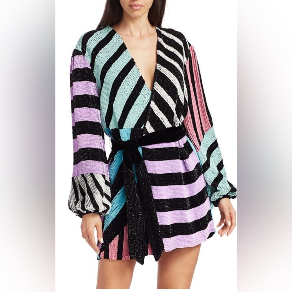 Retrofete Gabrielle Robe Sequin‎ Wrap Dress SZ Small (0198)